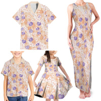 Anthurium Plumeria Lei Pastel Family Matching Tank Maxi Dress and Hawaiian Shirt Orange Hawaiian Splendid Palaka