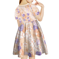 Anthurium Plumeria Lei Pastel Kid Short Sleeve Dress Orange Hawaiian Splendid Palaka