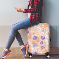 Anthurium Plumeria Lei Pastel Luggage Cover Orange Hawaiian Splendid Palaka