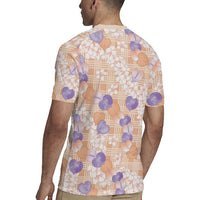 Anthurium Plumeria Lei Pastel Rugby Jersey Orange Hawaiian Splendid Palaka LT01 - Polynesian Pride