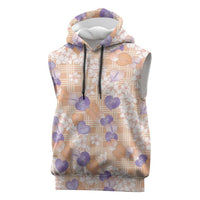 Anthurium Plumeria Lei Pastel Sleeveless Hoodie Orange Hawaiian Splendid Palaka