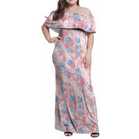 Anthurium Plumeria Lei Pastel Family Matching Off Shoulder Maxi Dress and Hawaiian Shirt Pink Hawaiian Splendid Palaka