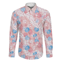 Anthurium Plumeria Lei Pastel Family Matching Off Shoulder Short Dress and Hawaiian Shirt Pink Hawaiian Splendid Palaka