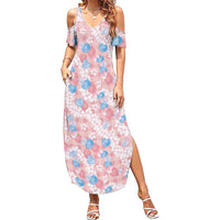 Anthurium Plumeria Lei Pastel Family Matching Summer Maxi Dress and Hawaiian Shirt Pink Hawaiian Splendid Palaka