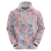 Anthurium Plumeria Lei Pastel Hoodie Pink Hawaiian Splendid Palaka