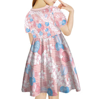 Anthurium Plumeria Lei Pastel Kid Short Sleeve Dress Pink Hawaiian Splendid Palaka
