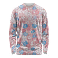 Anthurium Plumeria Lei Pastel Long Sleeve Shirt Pink Hawaiian Splendid Palaka