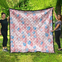 Anthurium Plumeria Lei Pastel Quilt Pink Hawaiian Splendid Palaka LT01 - Polynesian Pride