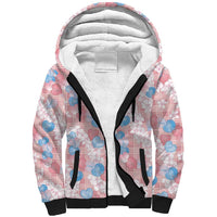 Anthurium Plumeria Lei Pastel Sherpa Hoodie Pink Hawaiian Splendid Palaka LT01 Unisex Pink - Polynesian Pride
