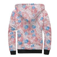 Anthurium Plumeria Lei Pastel Sherpa Hoodie Pink Hawaiian Splendid Palaka LT01 - Polynesian Pride
