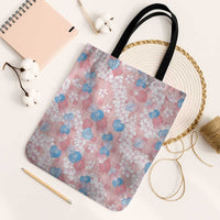 Anthurium Plumeria Lei Pastel Tote Bag Pink Hawaiian Splendid Palaka LT01 Black Strap One Size Pink - Polynesian Pride
