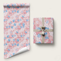 Anthurium Plumeria Lei Pastel Wrapping Paper Pink Hawaiian Splendid Palaka LT01 58" × 23" Pink - Polynesian Pride