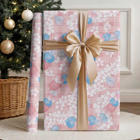 Anthurium Plumeria Lei Pastel Wrapping Paper Pink Hawaiian Splendid Palaka LT01 - Polynesian Pride