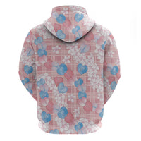 Anthurium Plumeria Lei Pastel Zip Hoodie Pink Hawaiian Splendid Palaka