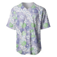 Anthurium Plumeria Lei Pastel Baseball Jersey Purple Hawaiian Splendid Palaka LT01 Purple - Polynesian Pride
