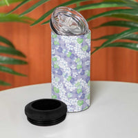 Anthurium Plumeria Lei Pastel 4 in 1 Can Cooler Tumbler Purple Hawaiian Splendid Palaka