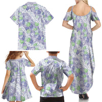 Anthurium Plumeria Lei Pastel Family Matching Summer Maxi Dress and Hawaiian Shirt Purple Hawaiian Splendid Palaka
