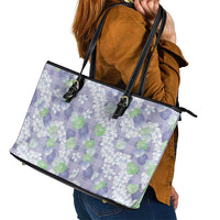 Anthurium Plumeria Lei Pastel Leather Tote Bag Purple Hawaiian Splendid Palaka