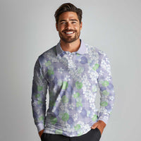 Anthurium Plumeria Lei Pastel Long Sleeve Polo Shirt Purple Hawaiian Splendid Palaka LT01 - Polynesian Pride