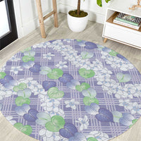 Anthurium Plumeria Lei Pastel Round Carpet Purple Hawaiian Splendid Palaka LT01 Purple - Polynesian Pride