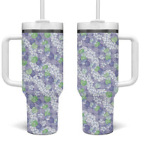 Anthurium Plumeria Lei Pastel Tumbler With Handle Purple Hawaiian Splendid Palaka