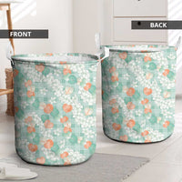 Anthurium Plumeria Lei Pastel Laundry Basket Teal Hawaiian Splendid Palaka