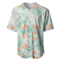 Anthurium Plumeria Lei Pastel Baseball Jersey Teal Hawaiian Splendid Palaka LT01 Teal - Polynesian Pride
