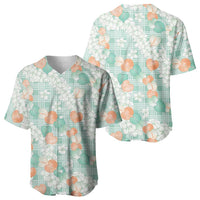 Anthurium Plumeria Lei Pastel Baseball Jersey Teal Hawaiian Splendid Palaka LT01 - Polynesian Pride