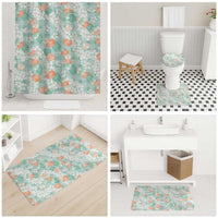 Anthurium Plumeria Lei Pastel Bathroom Set Teal Hawaiian Splendid Palaka