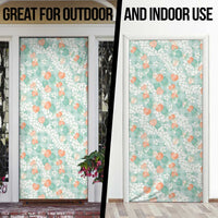 Anthurium Plumeria Lei Pastel Door Cover Teal Hawaiian Splendid Palaka