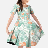 Anthurium Plumeria Lei Pastel Family Matching Mermaid Dress and Hawaiian Shirt Teal Hawaiian Splendid Palaka