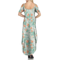 Anthurium Plumeria Lei Pastel Family Matching Summer Maxi Dress and Hawaiian Shirt Teal Hawaiian Splendid Palaka
