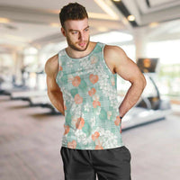 Anthurium Plumeria Lei Pastel Men Tank Top Teal Hawaiian Splendid Palaka LT01 Teal - Polynesian Pride
