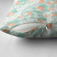 Anthurium Plumeria Lei Pastel Pillow Cover Teal Hawaiian Splendid Palaka LT01 - Polynesian Pride