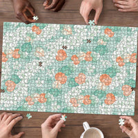 Anthurium Plumeria Lei Pastel Puzzle Teal Hawaiian Splendid Palaka