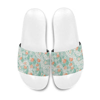Anthurium Plumeria Lei Pastel Slide Sandals Teal Hawaiian Splendid Palaka LT01 Teal - Polynesian Pride