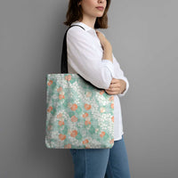 Anthurium Plumeria Lei Pastel Tote Bag Teal Hawaiian Splendid Palaka LT01 - Polynesian Pride