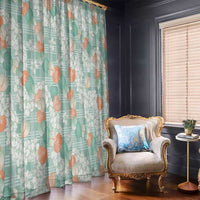 Anthurium Plumeria Lei Pastel Window Curtain Teal Hawaiian Splendid Palaka LT01 - Polynesian Pride