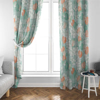 Anthurium Plumeria Lei Pastel Window Curtain Teal Hawaiian Splendid Palaka LT01 - Polynesian Pride