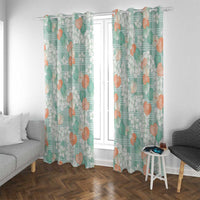 Anthurium Plumeria Lei Pastel Window Curtain Teal Hawaiian Splendid Palaka LT01 With Grommets Teal - Polynesian Pride