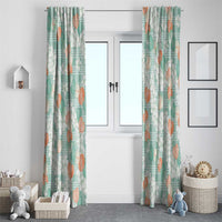 Anthurium Plumeria Lei Pastel Window Curtain Teal Hawaiian Splendid Palaka LT01 - Polynesian Pride