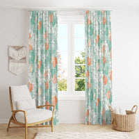 Anthurium Plumeria Lei Pastel Window Curtain Teal Hawaiian Splendid Palaka LT01 - Polynesian Pride