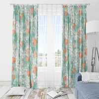 Anthurium Plumeria Lei Pastel Window Curtain Teal Hawaiian Splendid Palaka LT01 - Polynesian Pride
