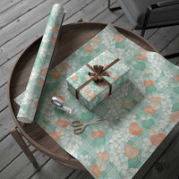 Anthurium Plumeria Lei Pastel Wrapping Paper Teal Hawaiian Splendid Palaka LT01 - Polynesian Pride
