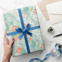 Anthurium Plumeria Lei Pastel Wrapping Paper Teal Hawaiian Splendid Palaka LT01 - Polynesian Pride