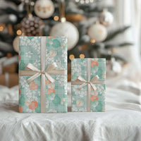 Anthurium Plumeria Lei Pastel Wrapping Paper Teal Hawaiian Splendid Palaka LT01 - Polynesian Pride