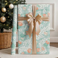 Anthurium Plumeria Lei Pastel Wrapping Paper Teal Hawaiian Splendid Palaka LT01 - Polynesian Pride
