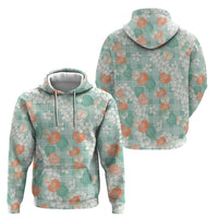 Anthurium Plumeria Lei Pastel Zip Hoodie Teal Hawaiian Splendid Palaka