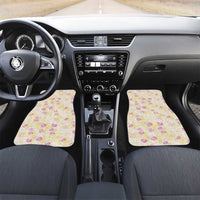 Anthurium Plumeria Lei Pastel Car Mats Yellow Hawaiian Splendid Palaka LT01 Set 2pcs - Front Yellow - Polynesian Pride