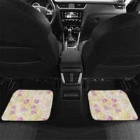Anthurium Plumeria Lei Pastel Car Mats Yellow Hawaiian Splendid Palaka LT01 Set 2pcs - Back Yellow - Polynesian Pride